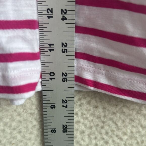 J Crew Girlfriend Tee Womens Size‎ XL Pink White Stripe - Picture 6 of 8